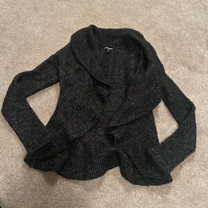 Express black and silver open front express cardigan.